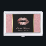 Makeup Artist Rose Gold Glitter Lips Modern Salon Business Card Holder<br><div class="desc">Makeup Artist Rose Gold Glitter Lips Modern Salon Business Card Holder.</div>