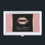 Makeup Artist Rose Gold Glitter Lips Modern Salon Business Card Holder<br><div class="desc">Makeup Artist Rose Gold Glitter Lips Modern Salon Business Card Holder.</div>