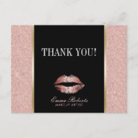Makeup Artist Rose Gold Glitter Lips Thank You
