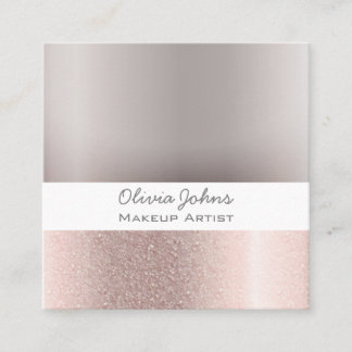 Makeup Artist Rose Gold Grey Girly Square Business Card