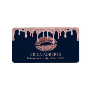 Makeup Artist Rose Gold Lips Dripping Navy Salon Label