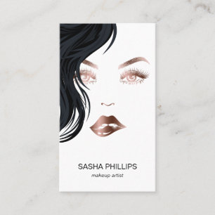 Makeup Artist Rose Gold Lips Lashes Eyes Trendy Business Card