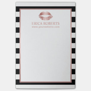 Makeup Artist Rose Gold Lips Modern Stripes Salon Post-it Notes