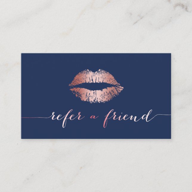 Makeup Artist Rose Gold Lips Navy Blue Referral (Front)