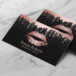 Makeup Artist Rose Gold Lips Trendy Dripping Business Card