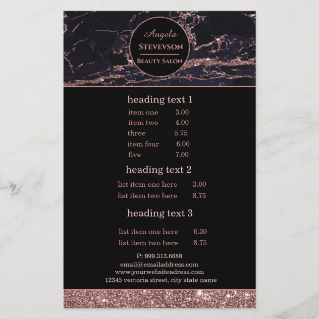 Makeup Artist Rose Gold Marble flyer (Front)
