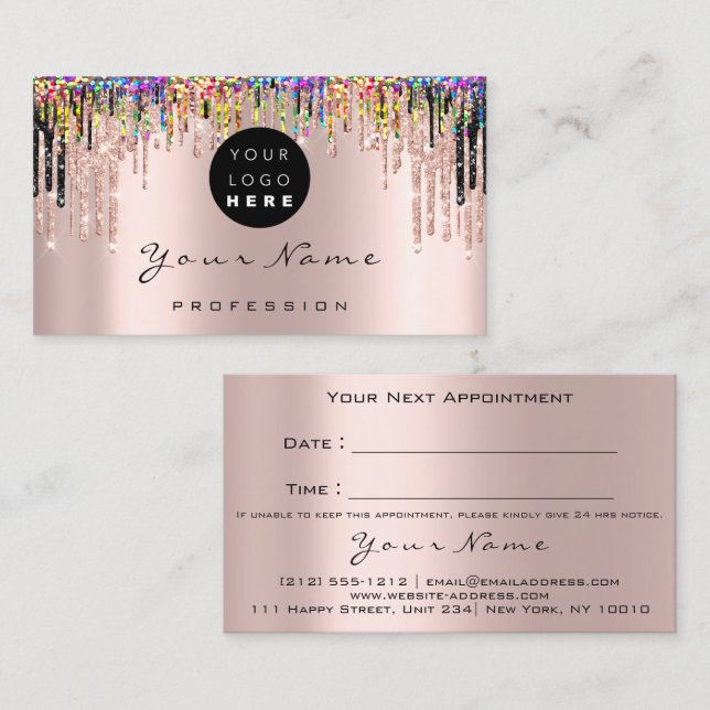Makeup Artist Rose Holograph Appointment Logo Card (Front/Back)