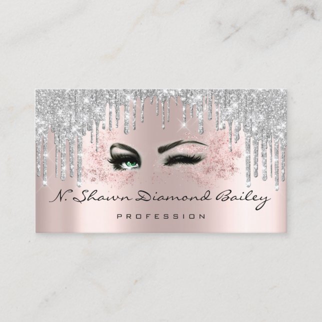 Makeup Artist Rose Spark Lips VIP Silver Drips Appointment Card (Front)