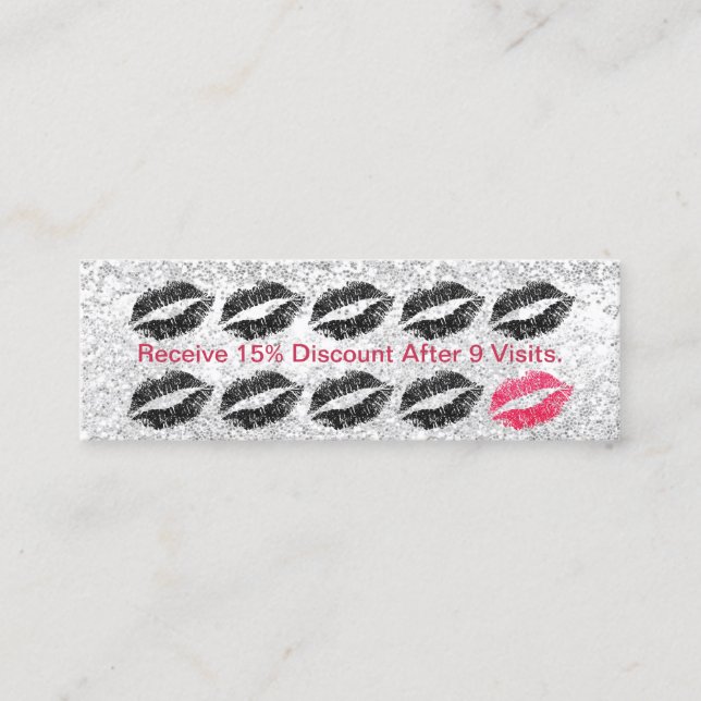 Makeup Artist Salon Black Lips Silver Loyalty Card (Front)