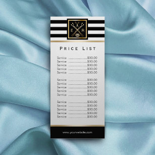 Makeup Artist Salon Logo Modern Stripes Price List Rack Card