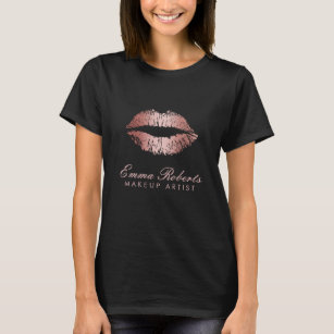 Makeup Artist Salon Modern Rose Gold Lips T-Shirt