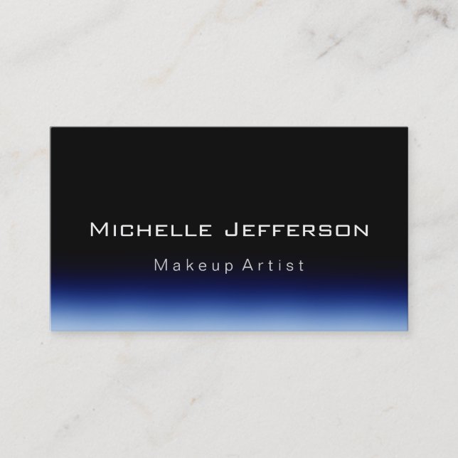 Makeup Artist Script Black Blue Business Card (Front)