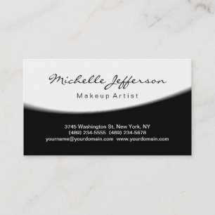 Makeup Artist Script Black White Business Card