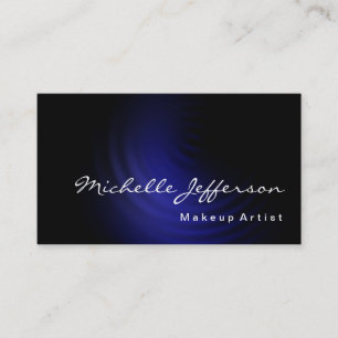 Makeup Artist Script Blue Black Business Card