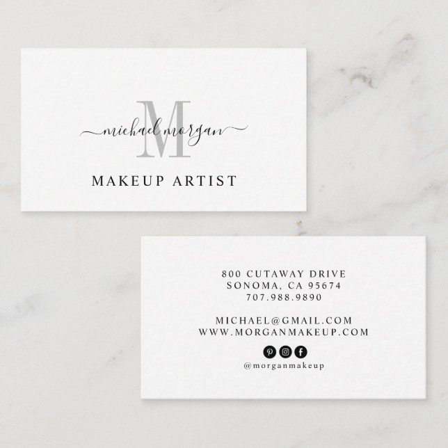 Makeup Artist Script Business  Card (Front/Back)