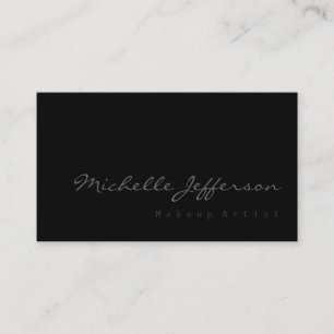 Makeup Artist Script Grey Black Business Card