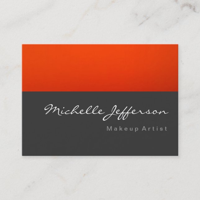 Makeup Artist Script Grey Orange Business Card (Front)