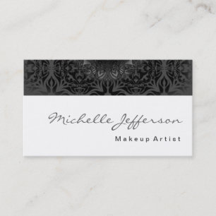 Makeup Artist Script Grey Pattern Business Card