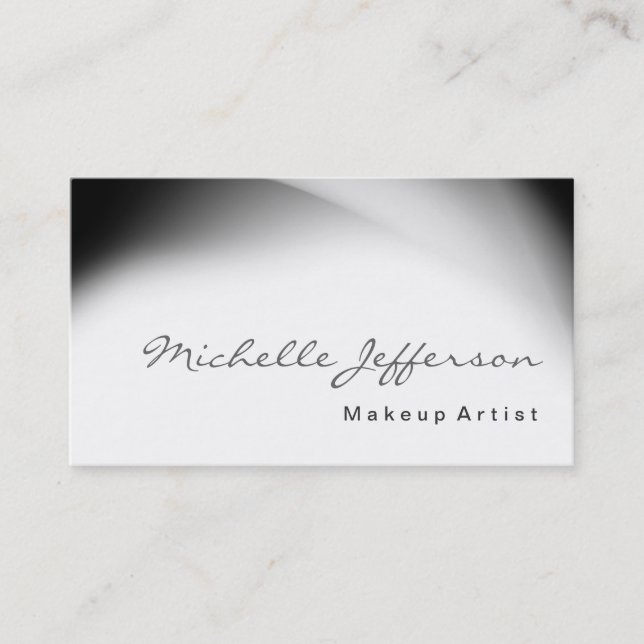 Makeup Artist Script Grey Pattern Business Card (Front)