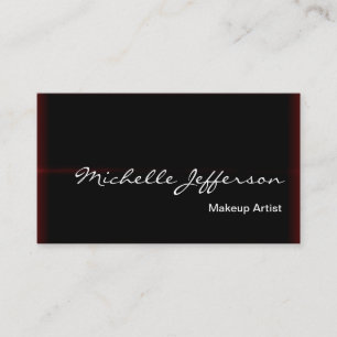Makeup Artist Script Red Black Business Card
