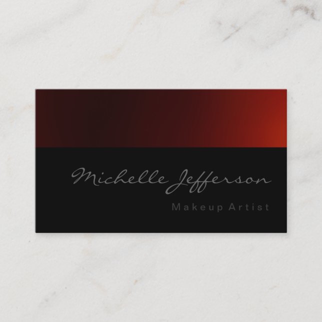 Makeup Artist Script Red Pattern Business Card (Front)
