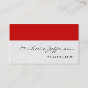 Makeup Artist Script Red Pattern Business Card