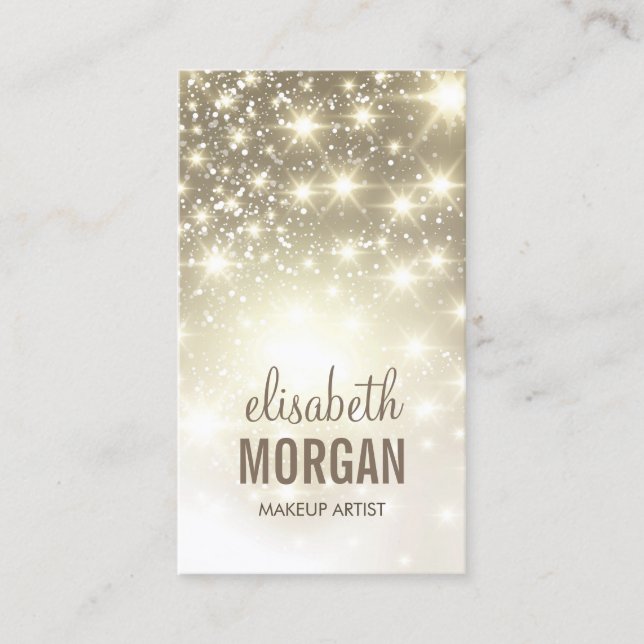 Makeup Artist - Shiny Gold Sparkles Business Card (Front)