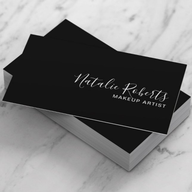 Makeup Artist Simple QR Code Plain Black Business Card (Creator Uploaded)