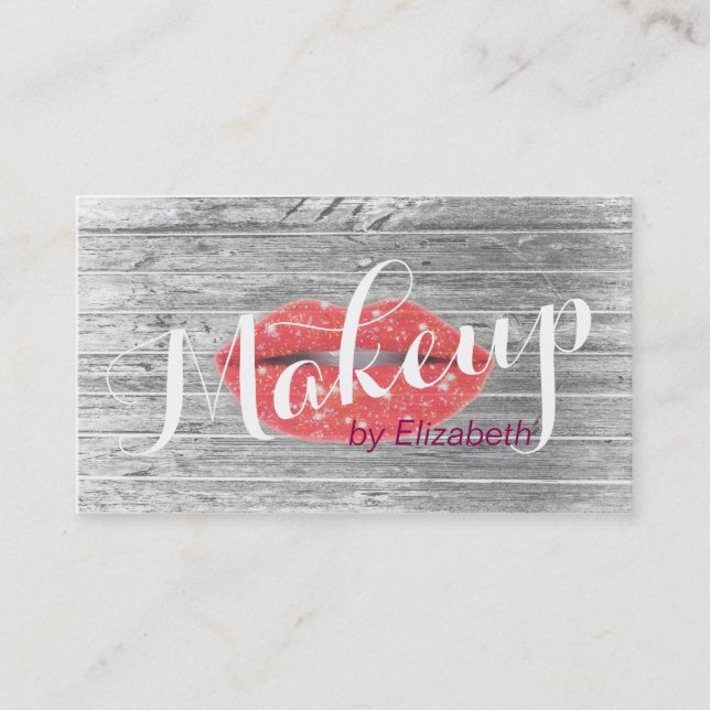 Makeup Artist Sparkle Red Lips Modern Appointment Card (Front)
