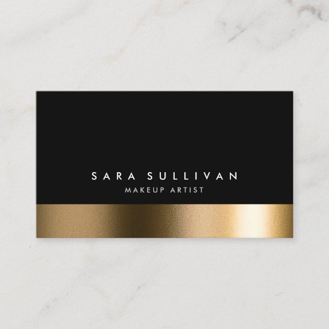 Makeup Artist Style Fashion Beauty Bold Black Gold Business Card (Front)