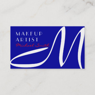 Makeup Artist Stylish Monogram Modern Duke Blue Business Card