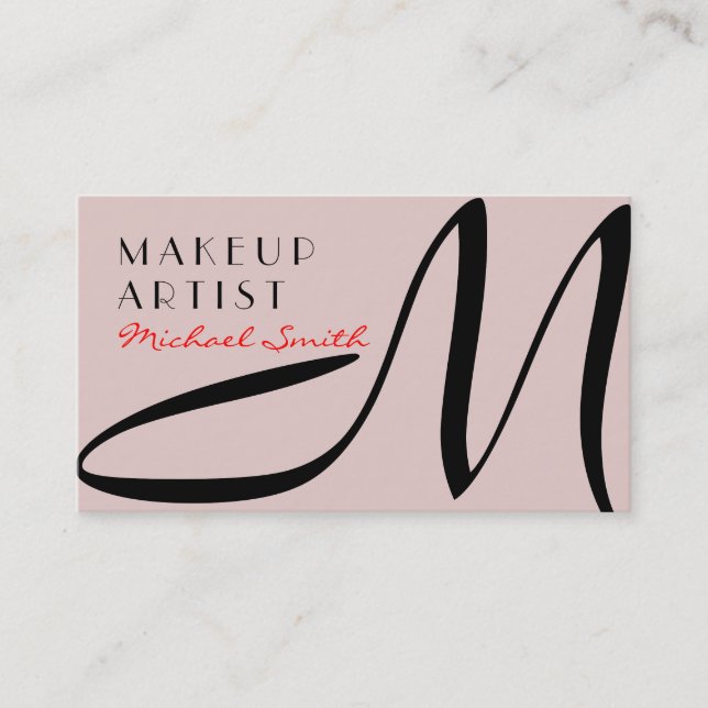 Makeup Artist Stylish Monogram Modern Dust Storm Business Card (Front)