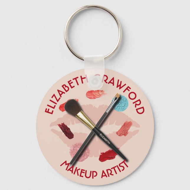 Makeup Artist Stylist Beauty Salon With Your Name Key Ring (Front)