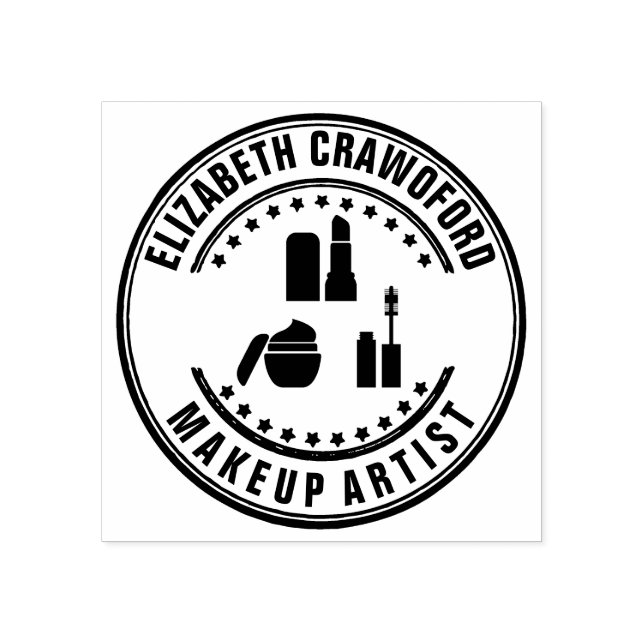 Makeup Artist Stylist Beauty Salon With Your Name Rubber Stamp (Imprint)
