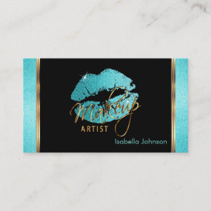 Makeup Artist Teal Glitter Appointment Card