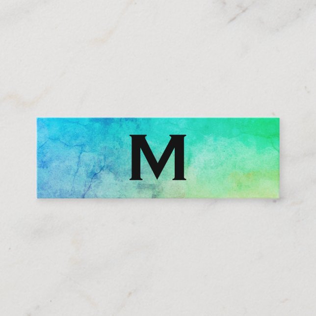 Makeup Artist Texture Watercolor Monogram Mini Business Card (Front)