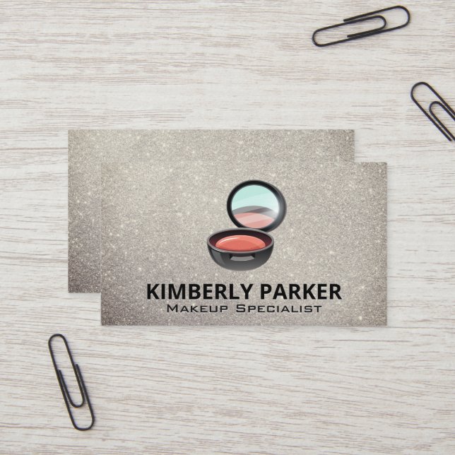 Makeup Artist Tools | Glitter | Makeup Compact Business Card (Front/Back In Situ)