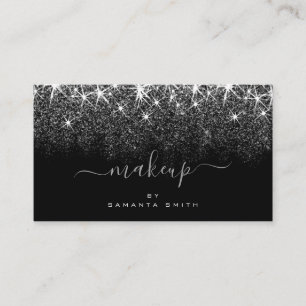 Makeup Artist Trendy Luminous Silver Glitter Stars Business Card