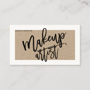Makeup artist typography rustic brown kraft business card