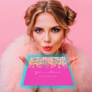 Makeup Artist Unicorn Black Holograph Unicorn Pink Square Business Card