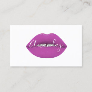Makeup Artist White Purple Lips Logo QR Code Logo  Business Card