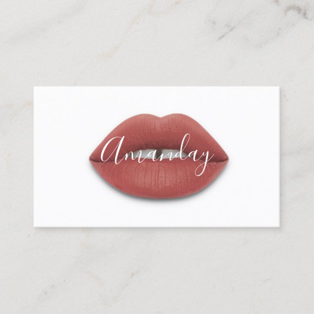 Makeup Artist White Rose Lips Logo QR Code Logo  Business Card (Front)