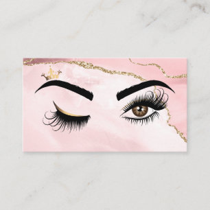 Makeup artist Wink Eye Beauty Blush Pink Agate Business Card