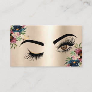Makeup artist Wink Eye Beauty Burgundy Floral Gold Business Card