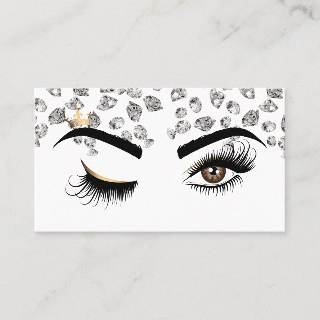 Makeup artist Wink Eye Beauty Salon Diamonds Business Card (Front)