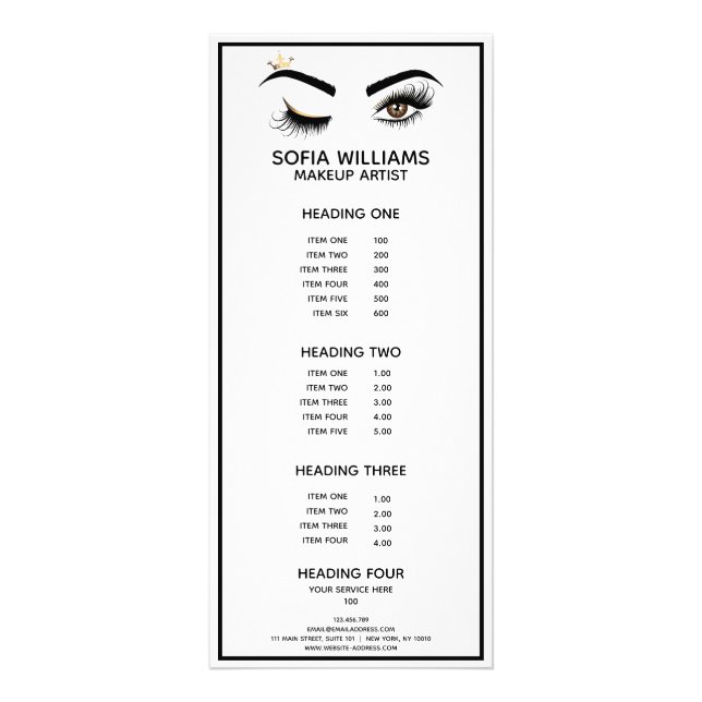 Makeup artist Wink Eye Beauty Salon Lash Extension Rack Card (Front)