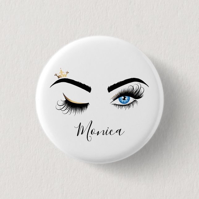 Makeup artist Wink Eye Blue Eye Beauty Salon Lash 3 Cm Round Badge (Front)