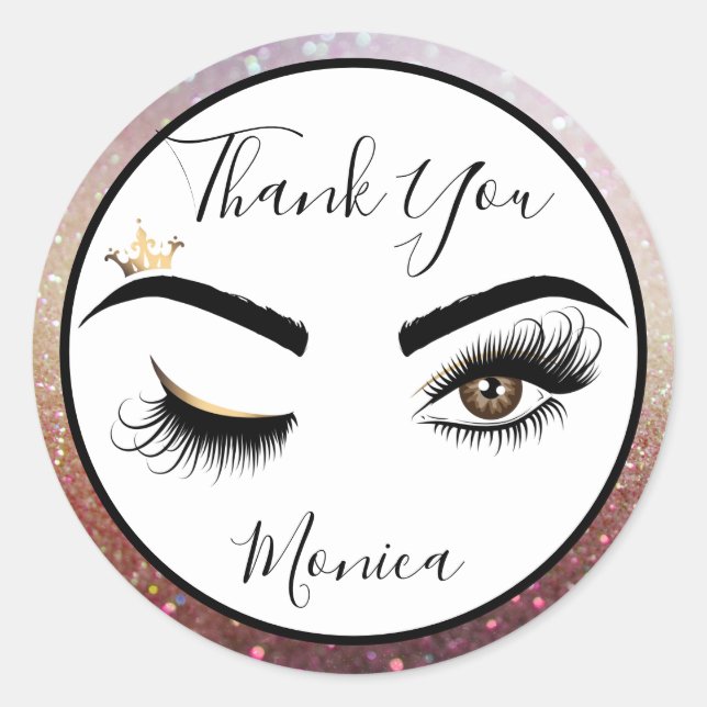 Makeup artist Wink Eye Brown Eye Beauty Salon Lash Classic Round Sticker (Front)