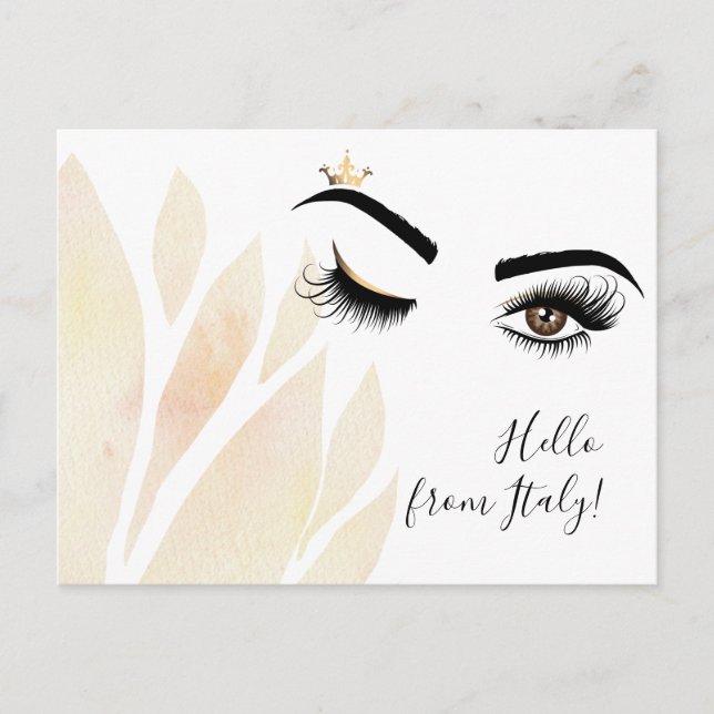 Makeup artist Wink Eye Queen Crown Lash Extension Postcard (Front)