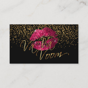 Makeup Artist with Gold Confetti & Hot Pink Lips Business Card